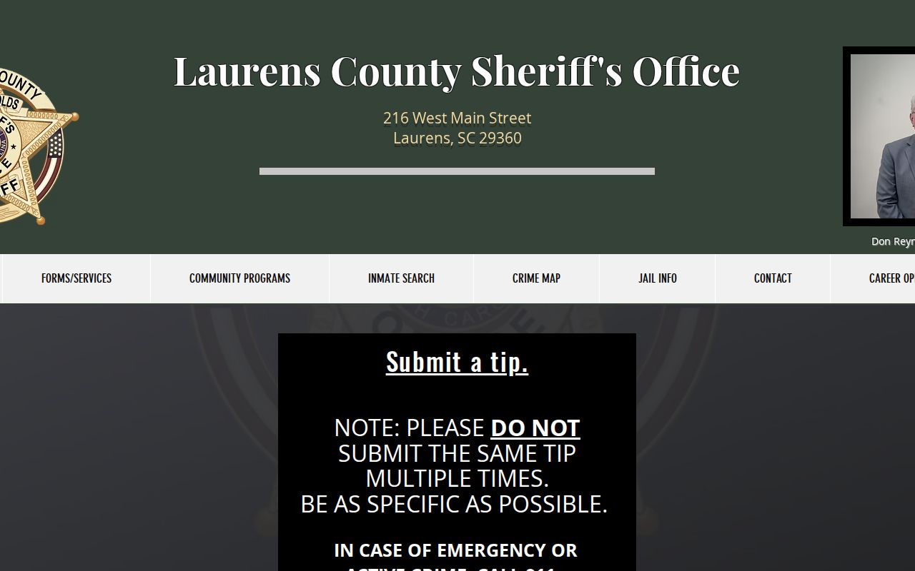 Laurens County most wanted warrant tips and Sheriff’s public tip form